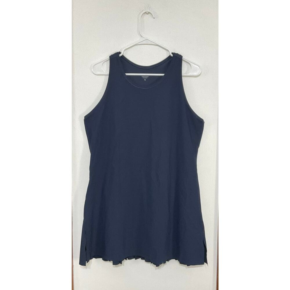 Athleta Match Point Pleated Dress Navy Blue X-Large Sleeveless Stretch Razorback - Picture 5 of 8